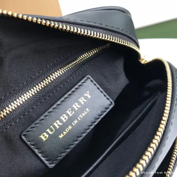 Official First Bag Ru Bag Stripe Camera Medium BURBERRY E-canvas Monogram 0516